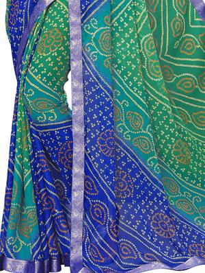 bandhani bordered saree with blouse - 16976262 - Standard Image - 2