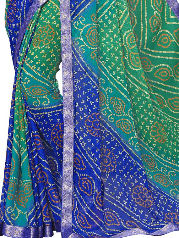 bandhani bordered saree with blouse - 16976262 - Zoom Image - 2