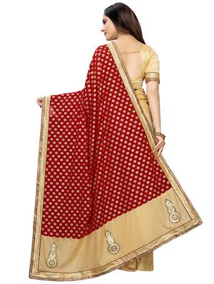 half & half embroidered saree with blouse - 16976274 - Standard Image - 2