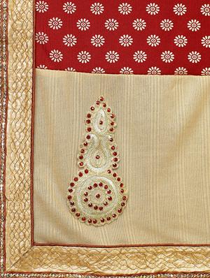 half & half embroidered saree with blouse - 16976274 - Standard Image - 3