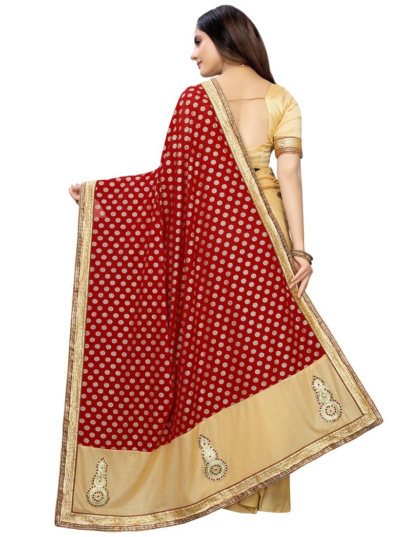 half & half embroidered saree with blouse - 16976274 - Zoom Image - 2