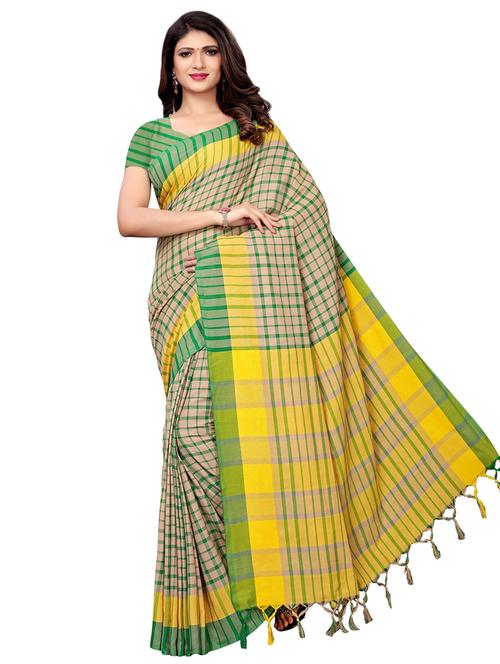 checkered woven saree with blouse - 16976767 - Standard Image - 1