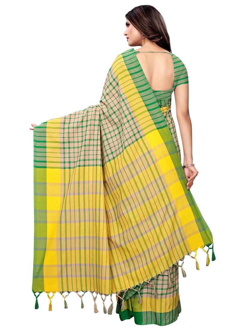 checkered woven saree with blouse - 16976767 - Zoom Image - 2