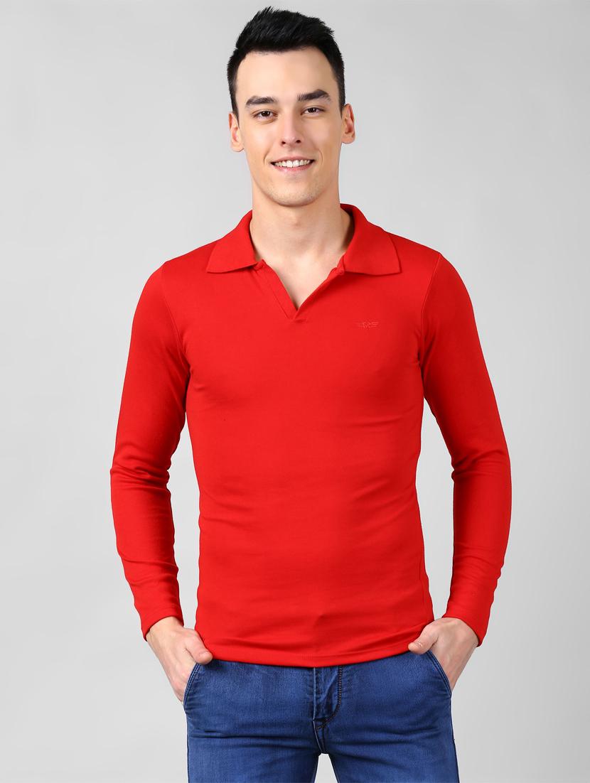 red solid collared t-shirt - 16976848 - Zoom Image - 1