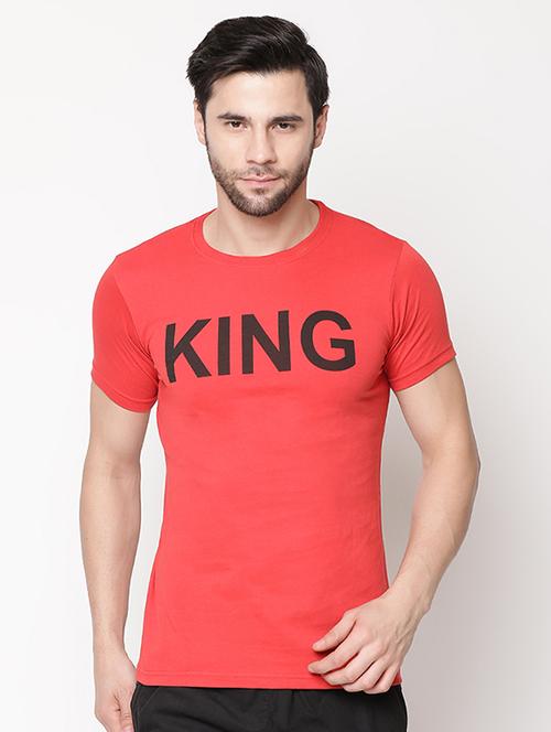 red typographic chest print t-shirt - 16976927 - Standard Image - 1