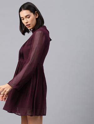 pin tucks detail flared dress - 16976988 - Standard Image - 2