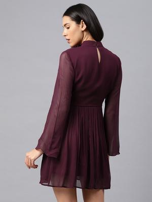 pin tucks detail flared dress - 16976988 - Standard Image - 3