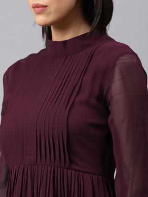pin tucks detail flared dress - 16976988 - Standard Image - 5