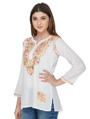 chikankari straight kurti - 16977102 - Standard Image - 2