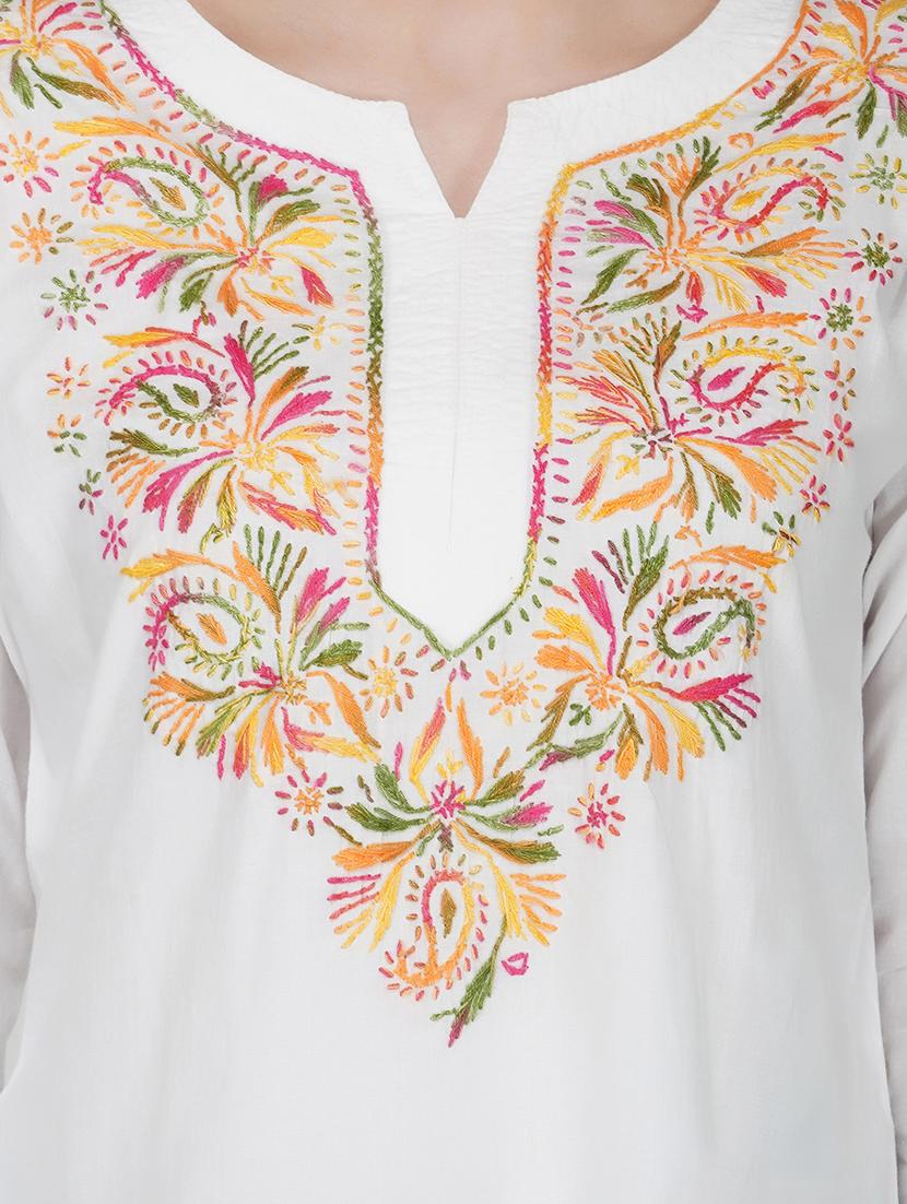 chikankari straight kurti - 16977102 - Zoom Image - 6