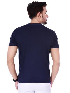 navy blue chest print t-shirt - 16977199 - Standard Image - 2
