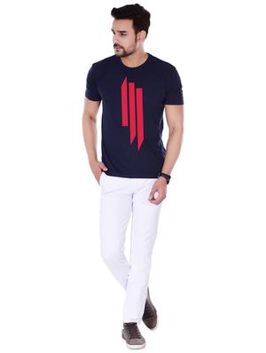 navy blue chest print t-shirt - 16977199 - Standard Image - 3