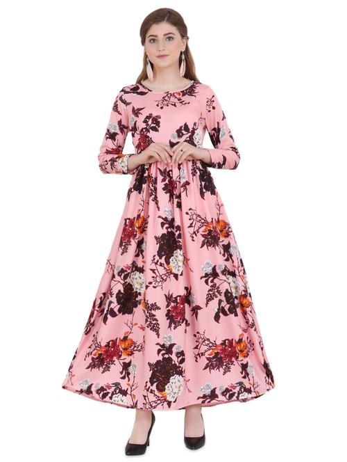 round neck floral maxi dress - 16978415 - Very Small Image - 1