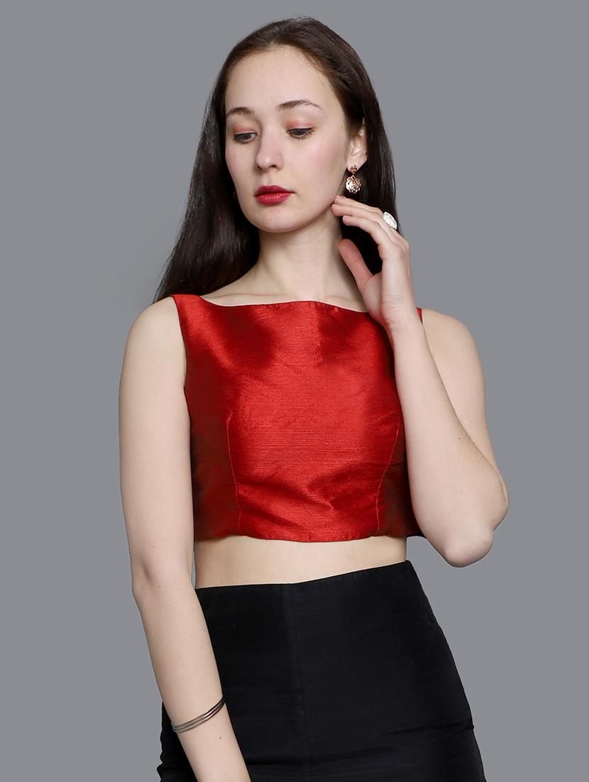blood red solid blouse - 16978706 - Zoom Image - 1