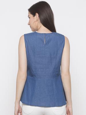 key hole neck peplum top - 16978914 - Standard Image - 3