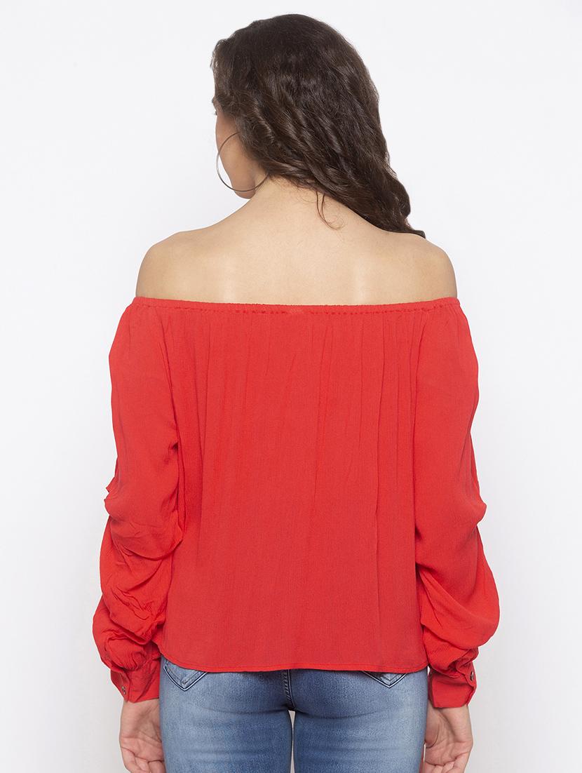 ruched sleeve off shoulder top - 16978927 - Zoom Image - 3