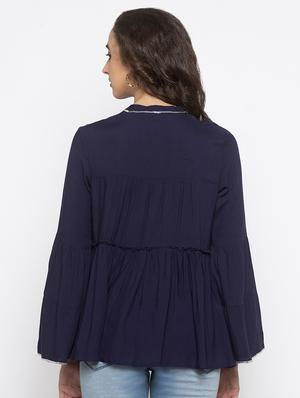 tie up neck bell sleeved top - 16978936 - Standard Image - 3
