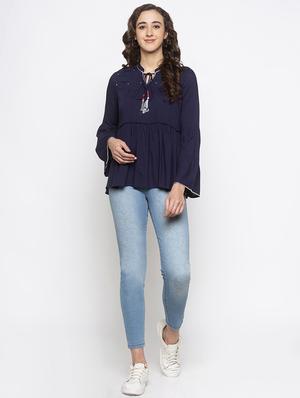 tie up neck bell sleeved top - 16978936 - Standard Image - 4