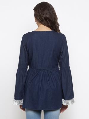 embroidered detail bell sleeved top - 16978937 - Standard Image - 3
