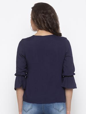 embroidered detail round neck top - 16978941 - Standard Image - 3