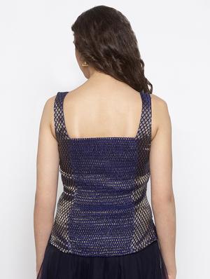 blue chanderi solid blouse - 16979003 - Standard Image - 3