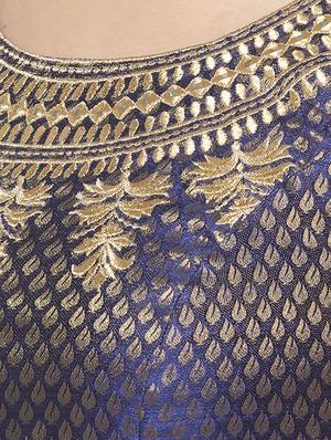 blue chanderi solid blouse - 16979003 - Standard Image - 5