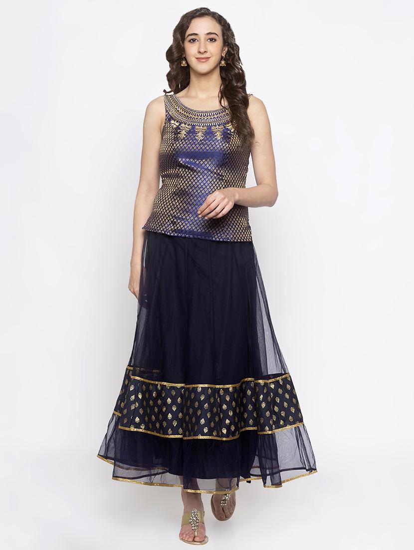 blue chanderi solid blouse - 16979003 - Zoom Image - 4