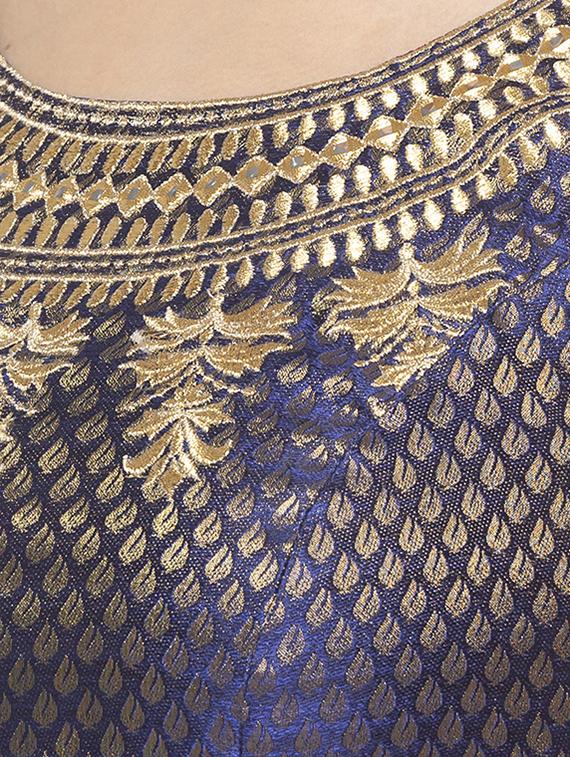 blue chanderi solid blouse - 16979003 - Zoom Image - 5