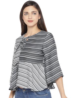 tie up neck striped top - 16979031 - Standard Image - 2