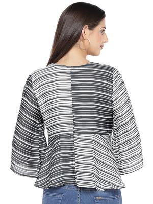 tie up neck striped top - 16979031 - Standard Image - 3