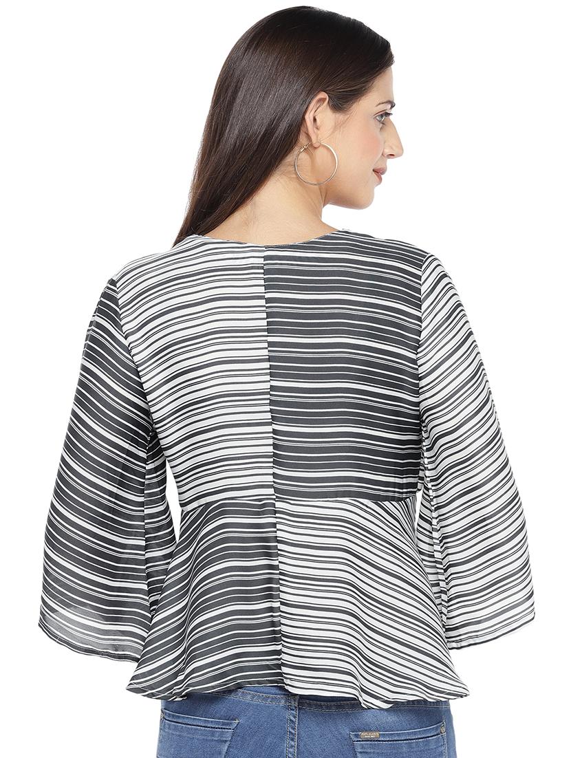 tie up neck striped top - 16979031 - Zoom Image - 3