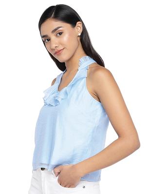 halter neck ruffle detail top - 16979083 - Standard Image - 2