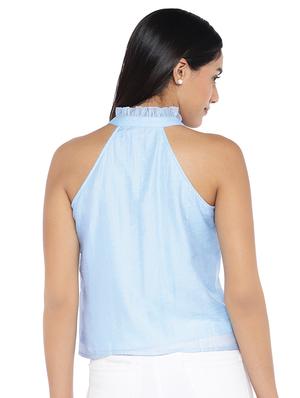 halter neck ruffle detail top - 16979083 - Standard Image - 3