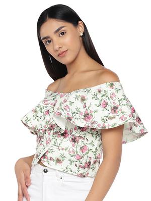 off shoulder floral top - 16979086 - Standard Image - 2