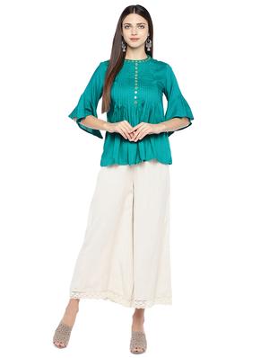 blue net solid blouse - 16979095 - Standard Image - 4
