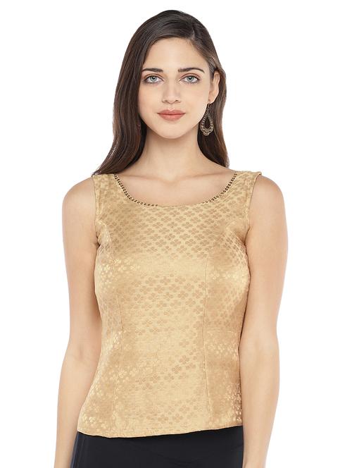 gold cotton blend solid blouse - 16979104 - Standard Image - 1
