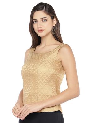 gold cotton blend solid blouse - 16979104 - Standard Image - 2