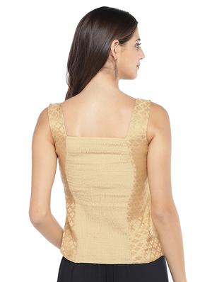 gold cotton blend solid blouse - 16979104 - Standard Image - 3
