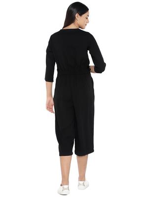 tie front solid jumpsuit - 16979131 - Standard Image - 3