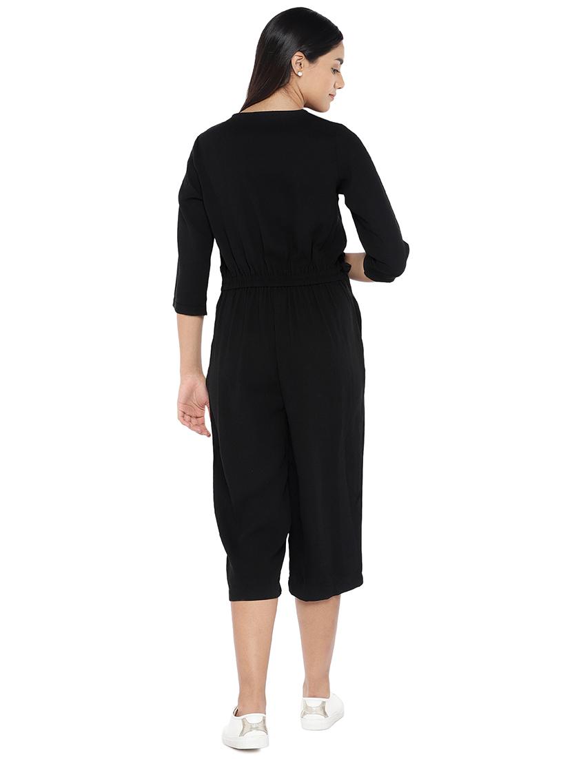 tie front solid jumpsuit - 16979131 - Zoom Image - 3