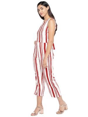 cut out detail tie back striped jumpsuit - 16979135 - Standard Image - 2