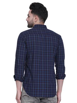 navy blue checkered casual shirt - 16979331 - Standard Image - 3