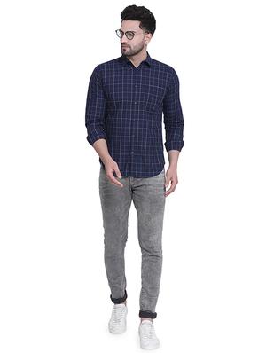 navy blue checkered casual shirt - 16979331 - Standard Image - 4