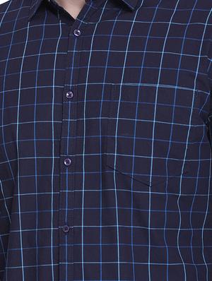 navy blue checkered casual shirt - 16979331 - Standard Image - 5