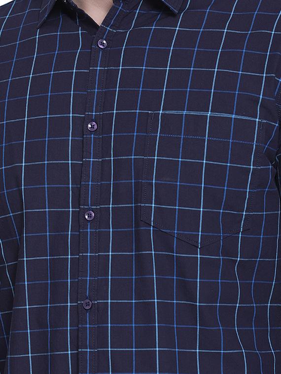 navy blue checkered casual shirt - 16979331 - Zoom Image - 5