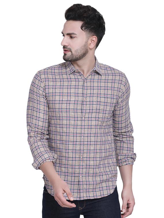 beige checkered casual shirt - 16979333 - Zoom Image - 1