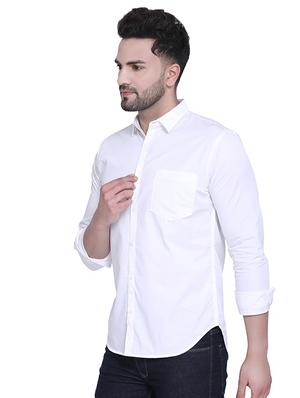 white solid casual shirt - 16979336 - Standard Image - 2