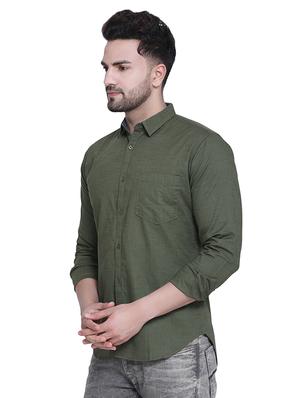 green solid casual shirt - 16979337 - Standard Image - 2