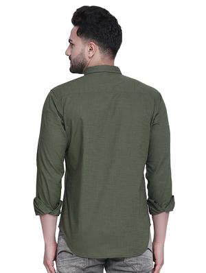 green solid casual shirt - 16979337 - Standard Image - 3