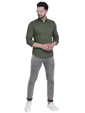 green solid casual shirt - 16979337 - Standard Image - 4
